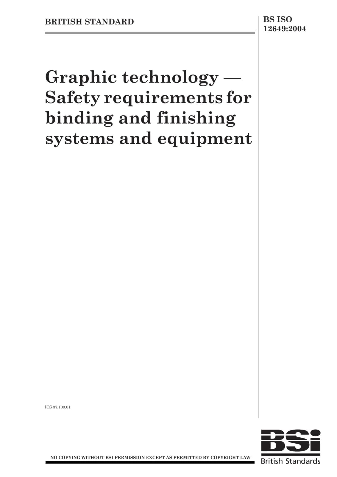 Первая страница стандарта BS ISO 12649:2004