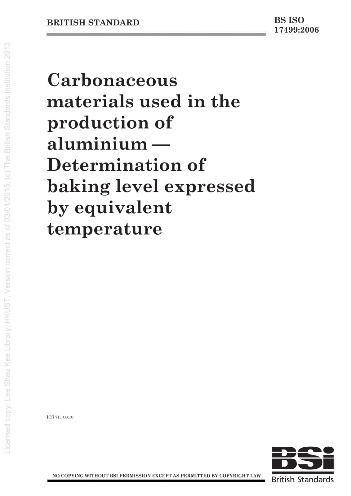 Первая страница стандарта BS ISO 17499:2006