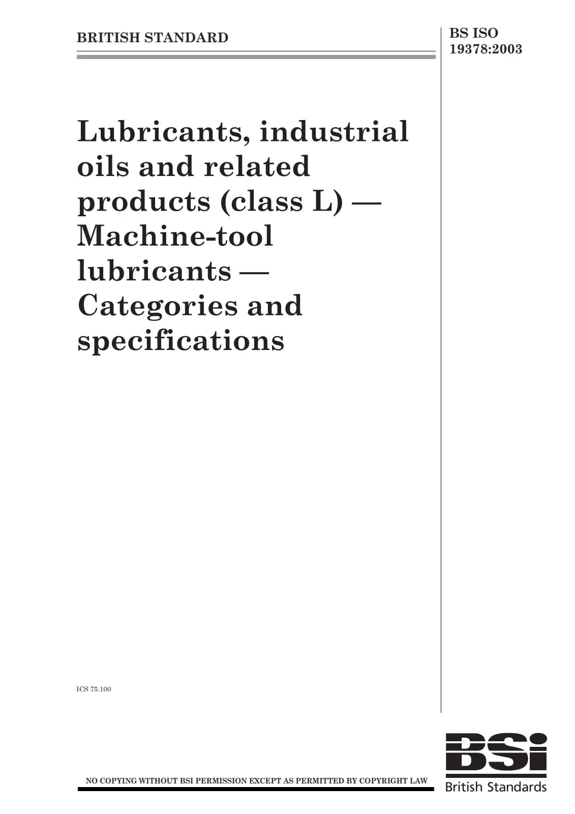 Первая страница стандарта BS ISO 19378:2003