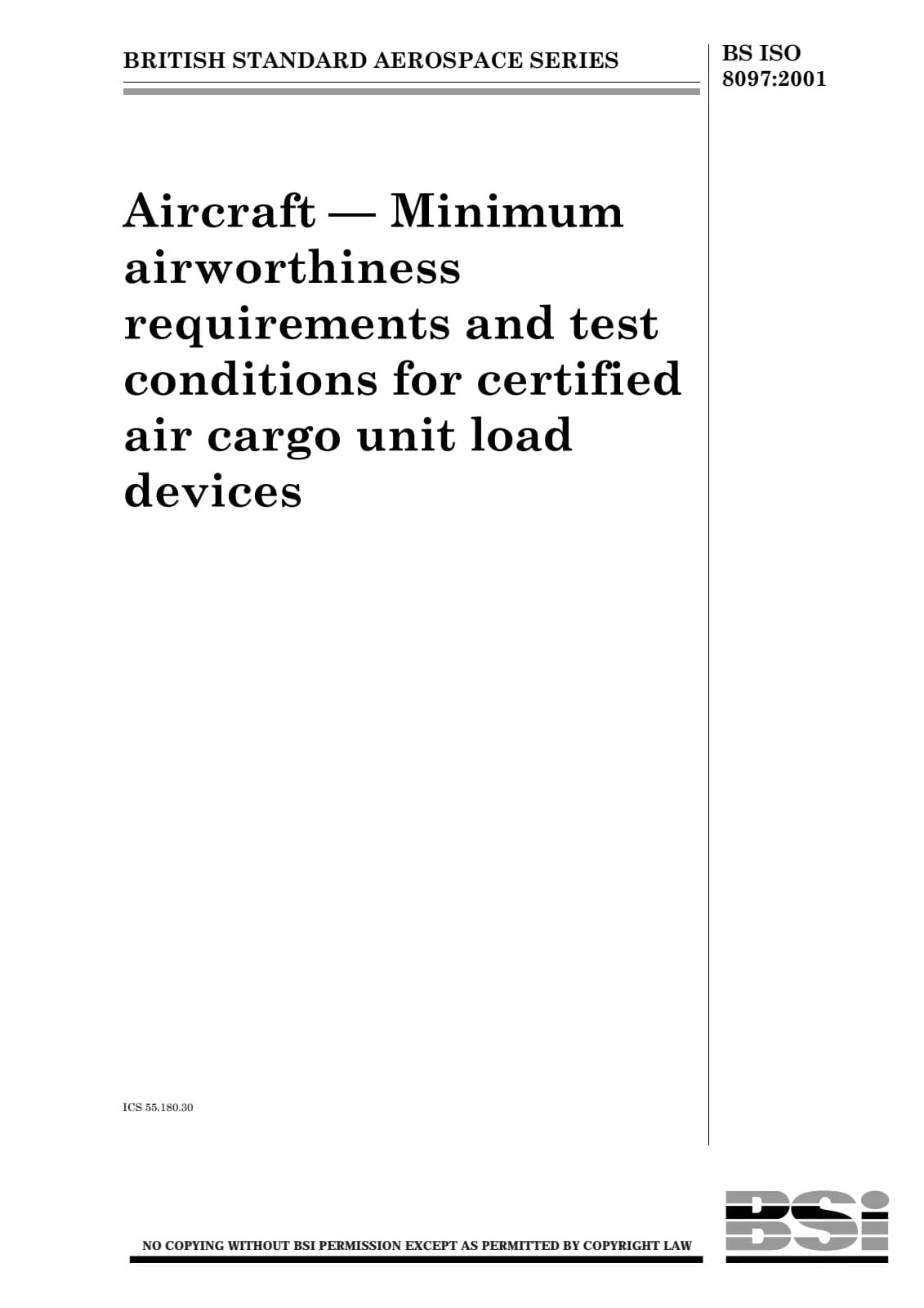 Первая страница стандарта BS ISO 8097:2001