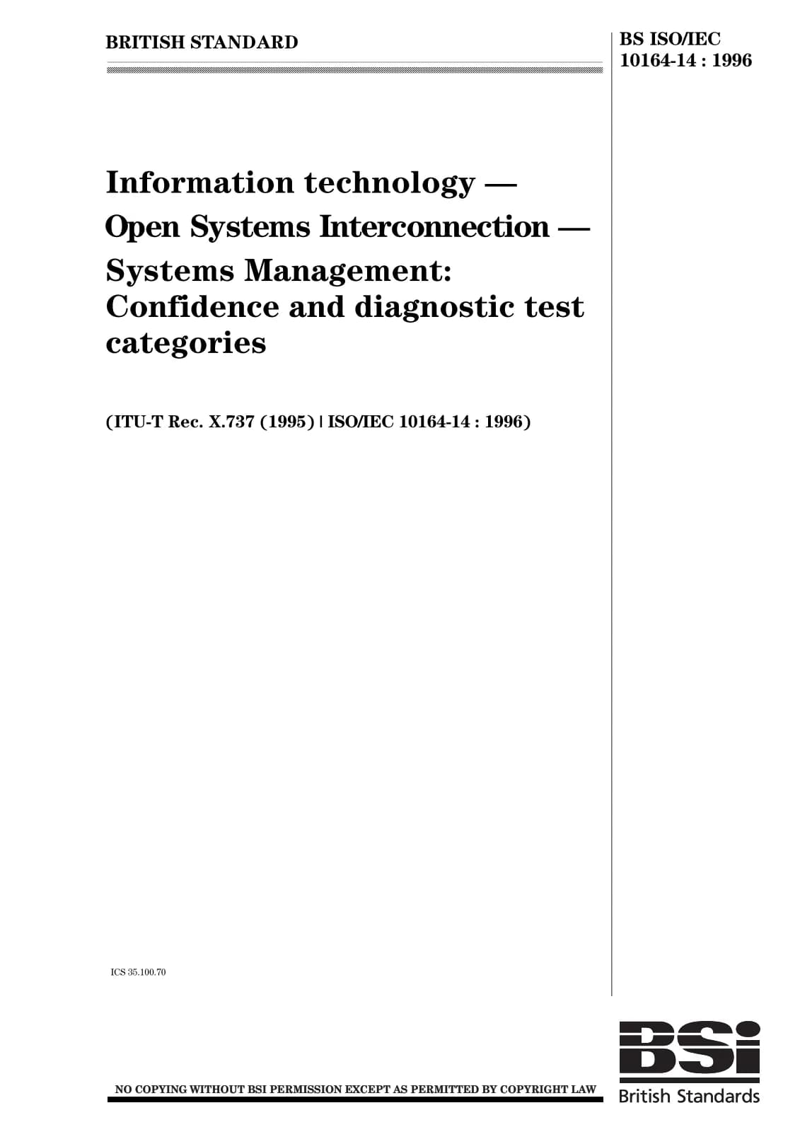 Первая страница стандарта BS ISO/IEC 10164-14:1996