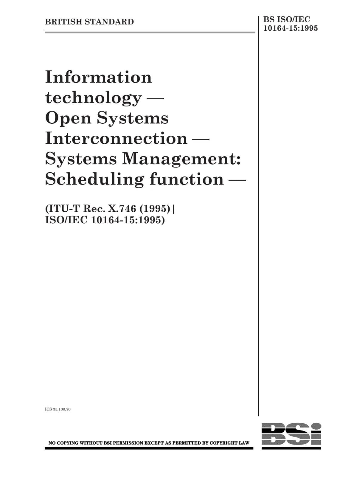Первая страница стандарта BS ISO/IEC 10164-15:1995