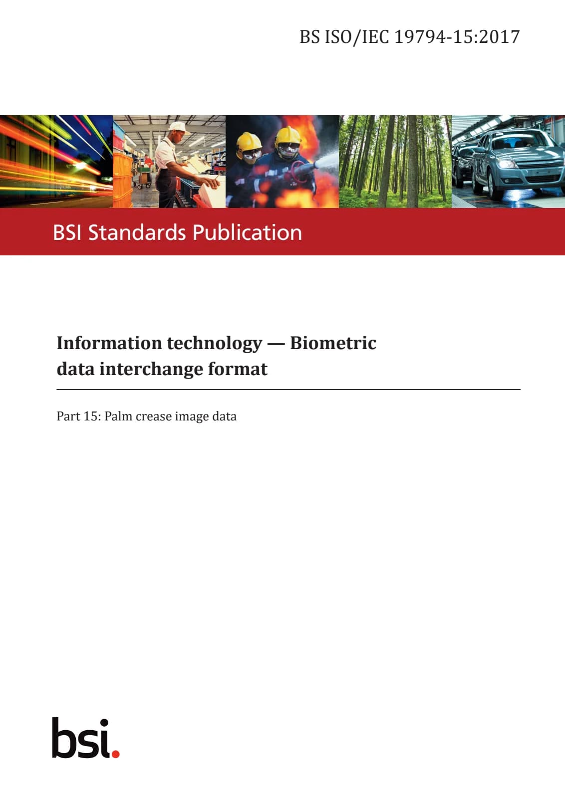 Первая страница стандарта BS ISO/IEC 19794-15:2017