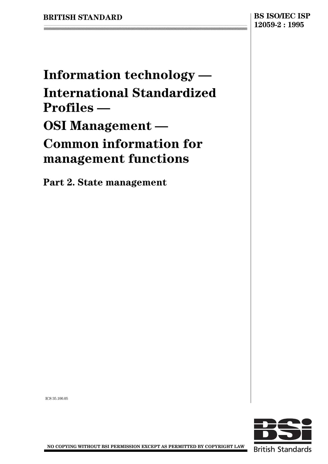 Первая страница стандарта BS ISO/IEC ISP 12059-2:1995