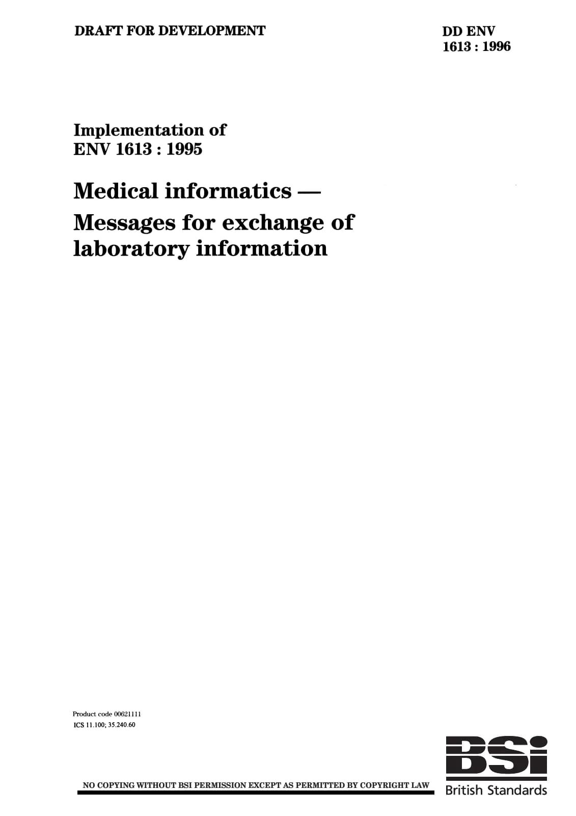 Первая страница стандарта DD ENV 1613:1996