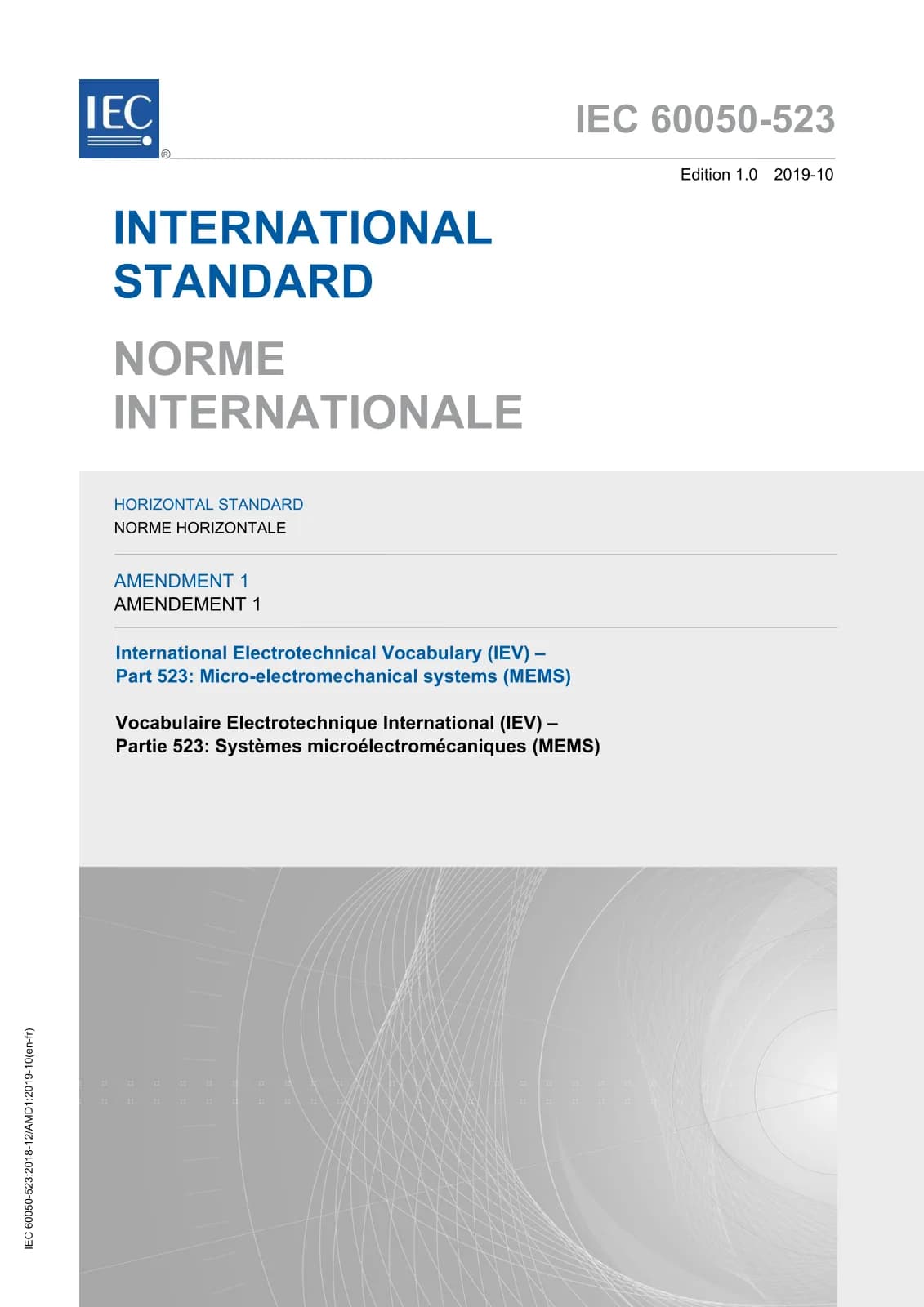 Первая страница стандарта IEC 60050-523:2018