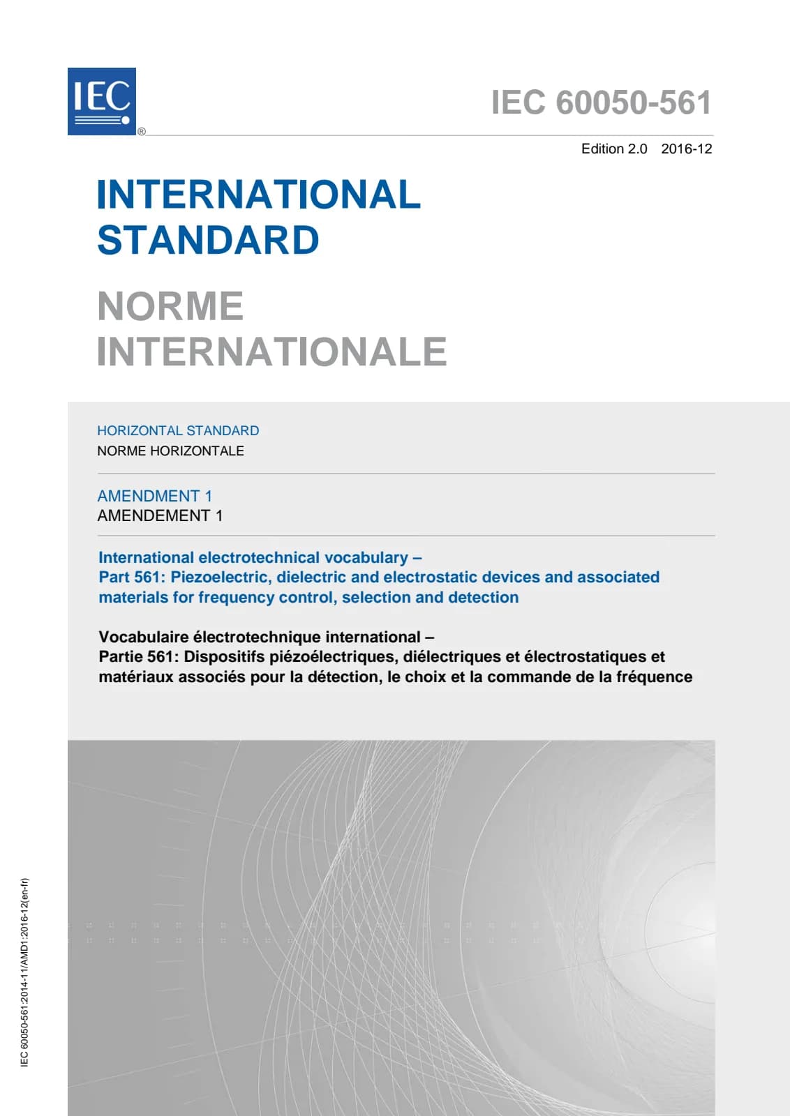 Первая страница стандарта IEC 60050-561:2014/AMD1:2016