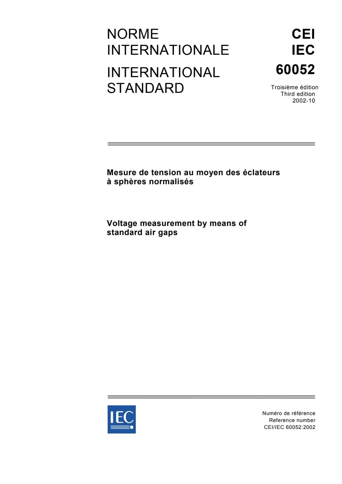 Первая страница стандарта IEC 60052:2002