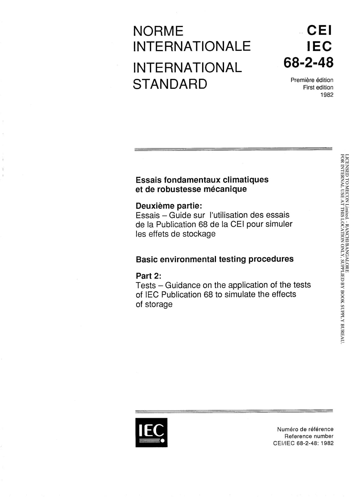 Первая страница стандарта IEC 60068-2-48:1982