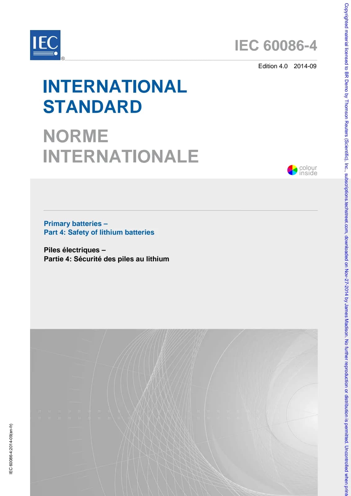 Первая страница стандарта IEC 60086-4:2014