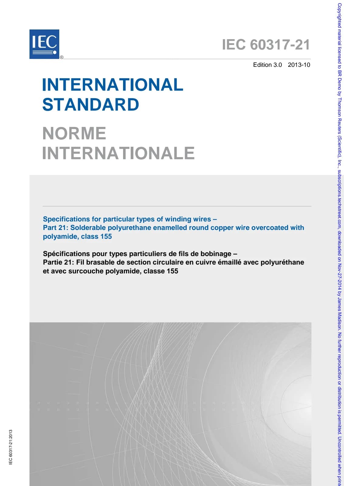Первая страница стандарта IEC 60317-21:2013