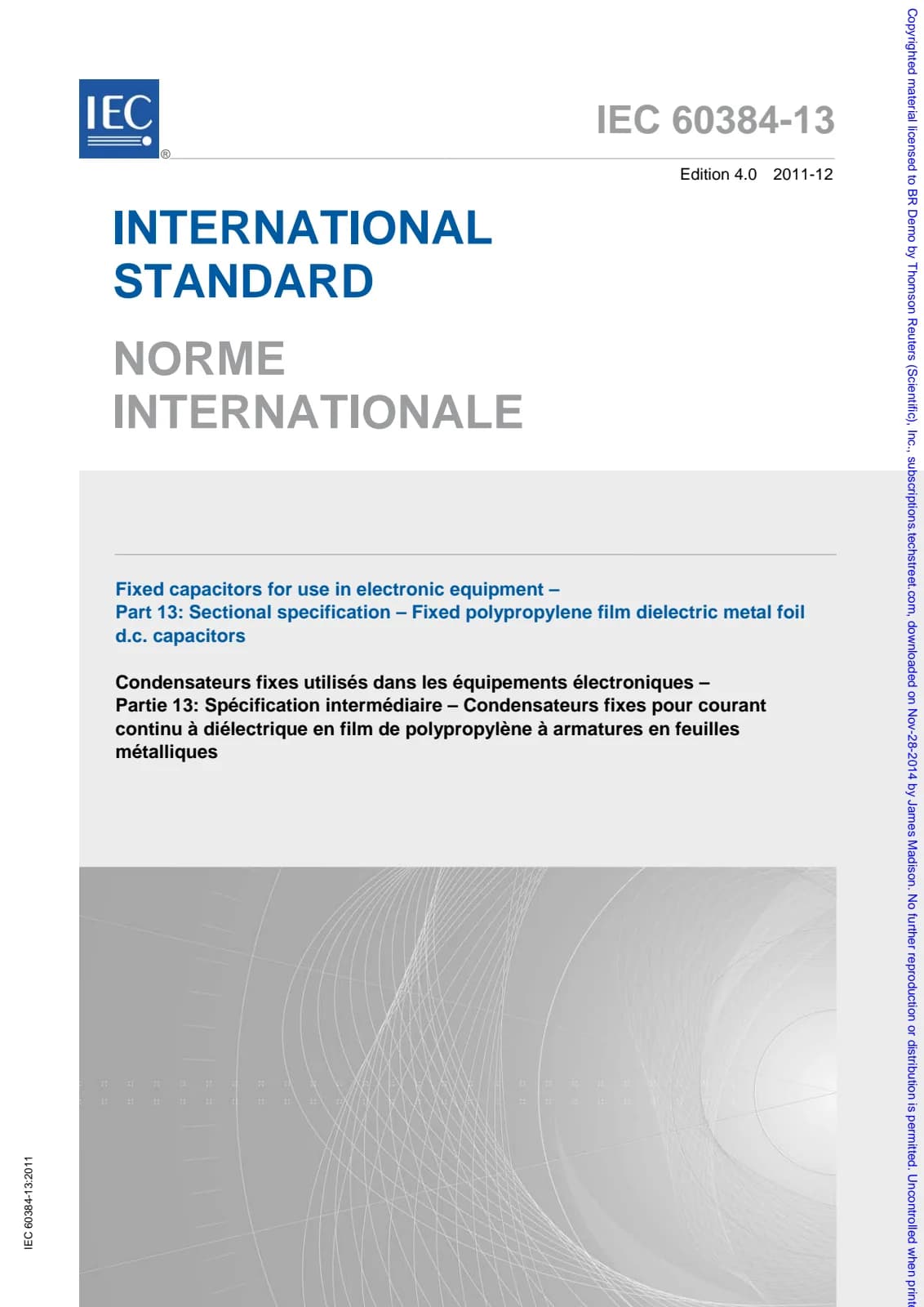 Первая страница стандарта IEC 60384-13:2011
