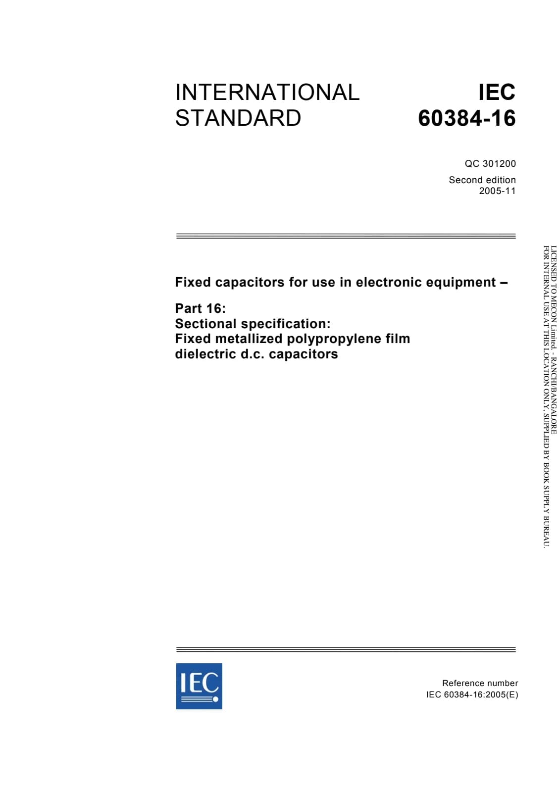 Первая страница стандарта IEC 60384-16:2005