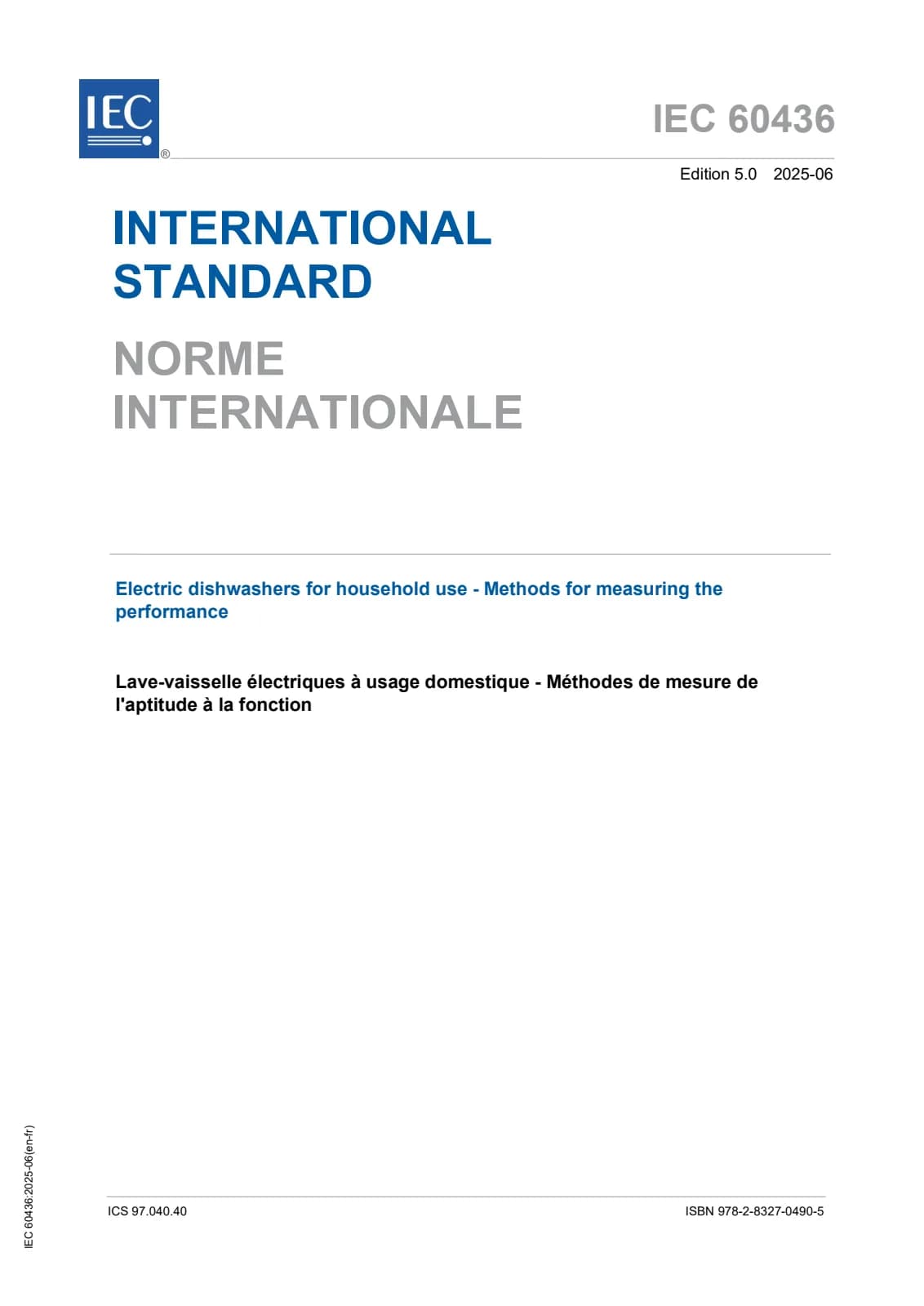 Первая страница стандарта IEC 60436:2025