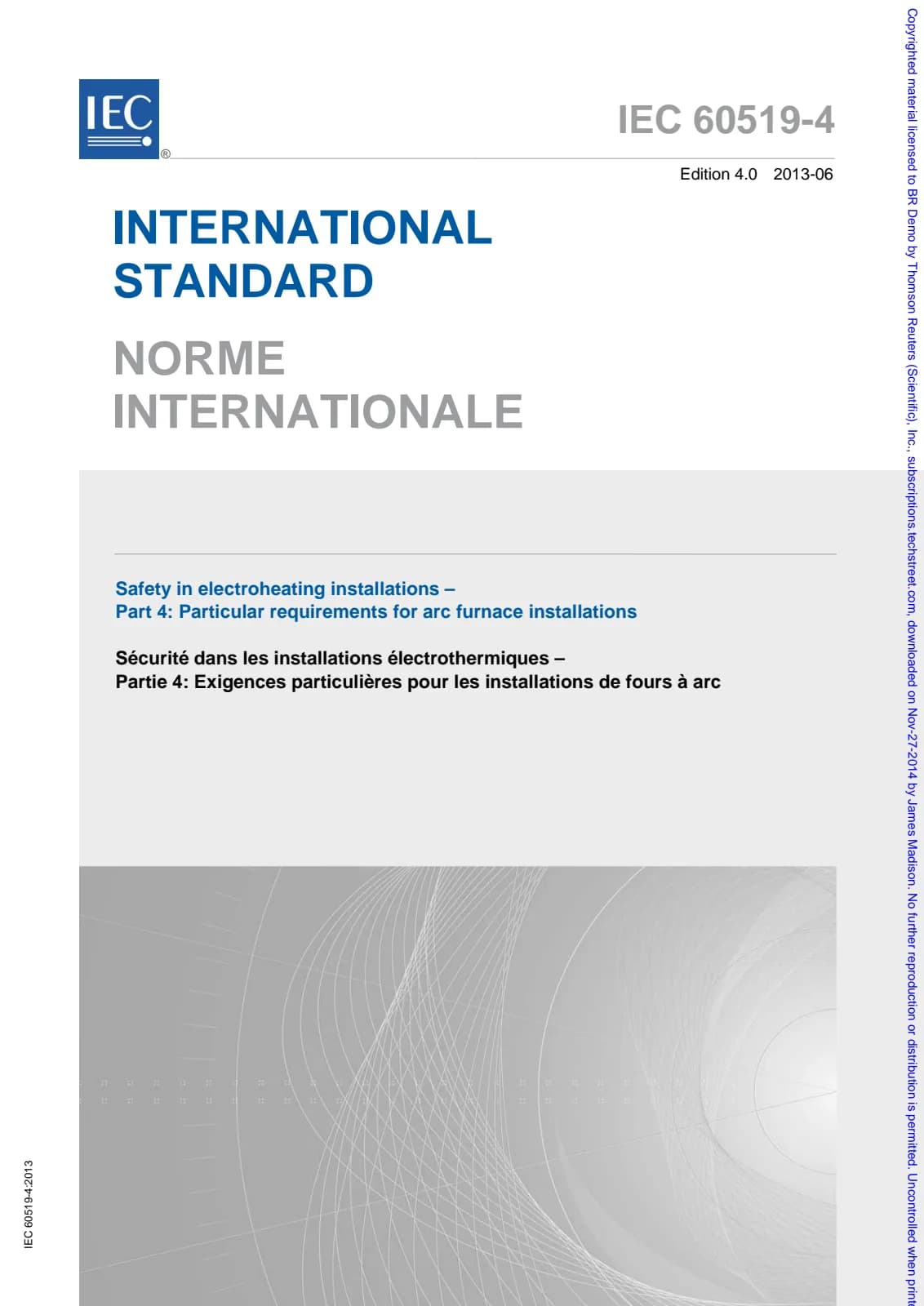 Первая страница стандарта IEC 60519-4:2013