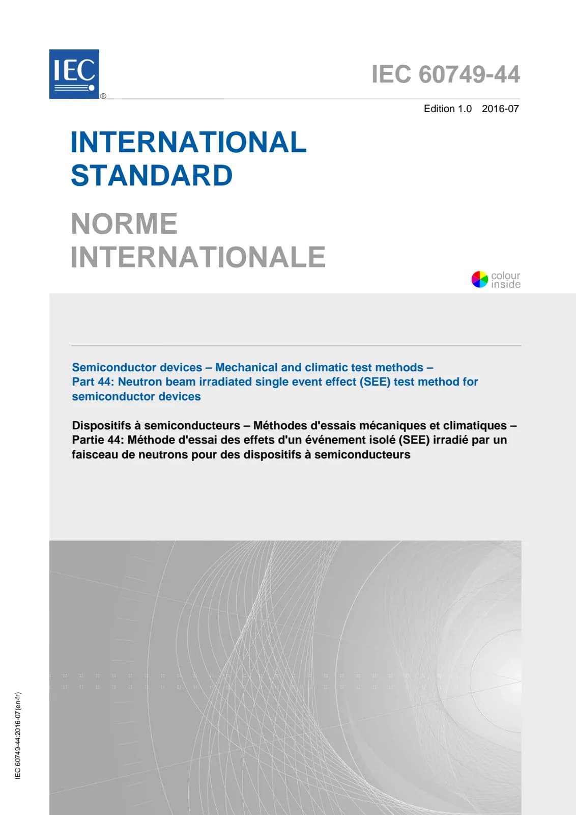 Первая страница стандарта IEC 60749-44:2016