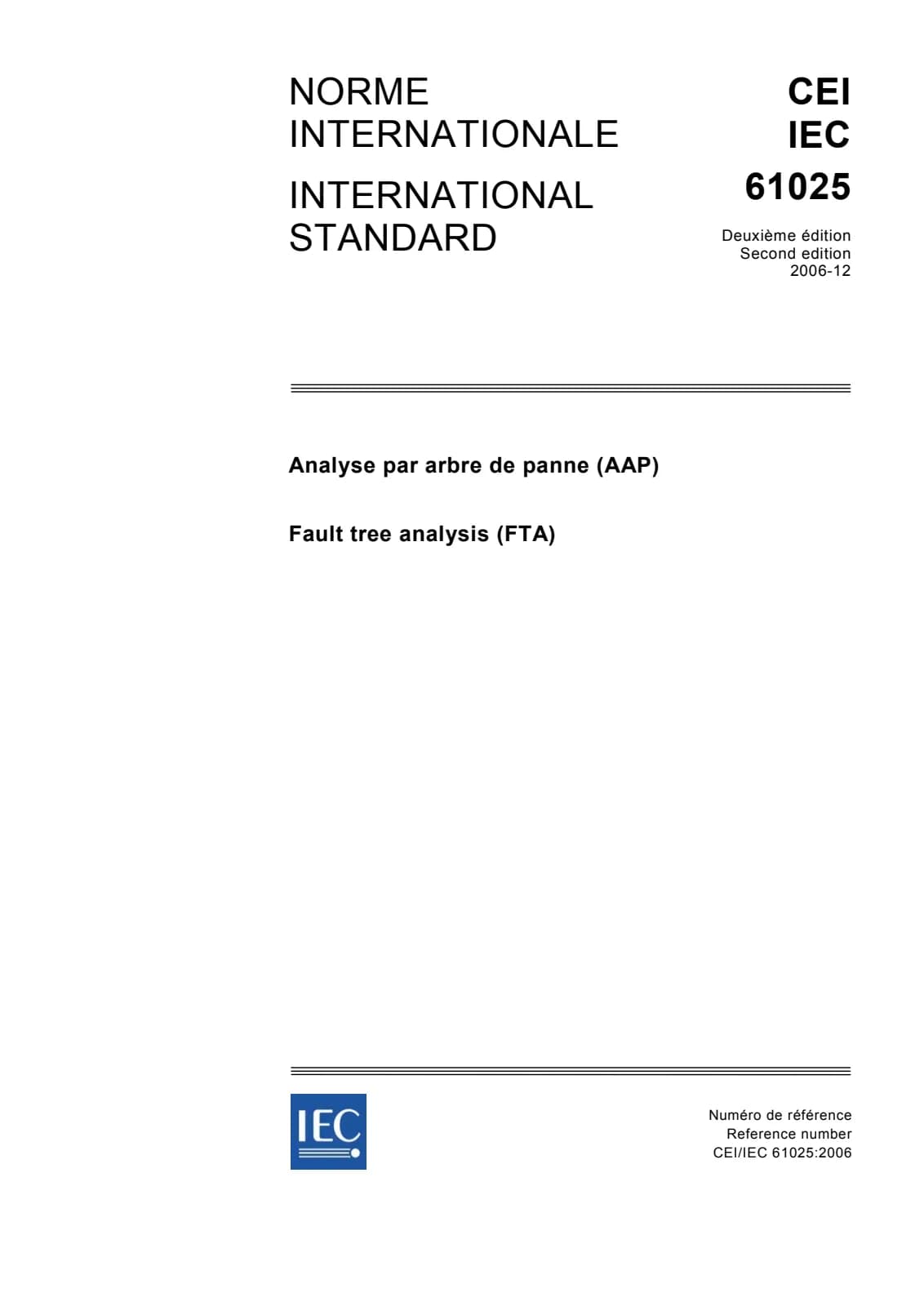 Первая страница стандарта IEC 61025:2006
