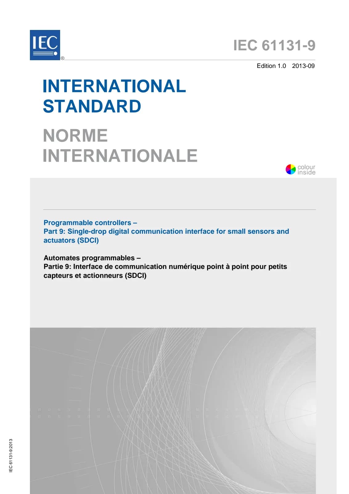 Первая страница стандарта IEC 61131-9:2013