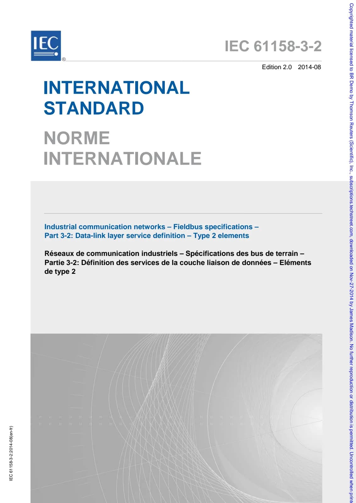 Первая страница стандарта IEC 61158-3-2:2014