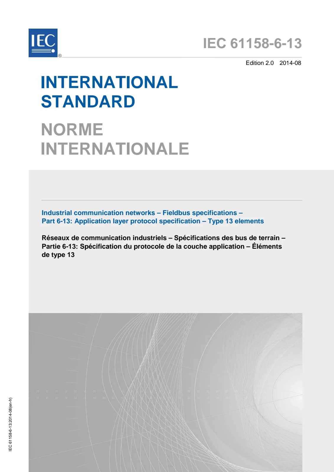 Первая страница стандарта IEC 61158-6-13:2014