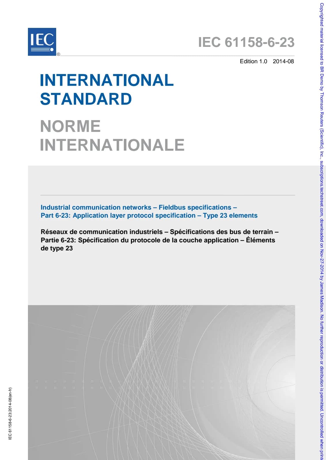 Первая страница стандарта IEC 61158-6-23:2014