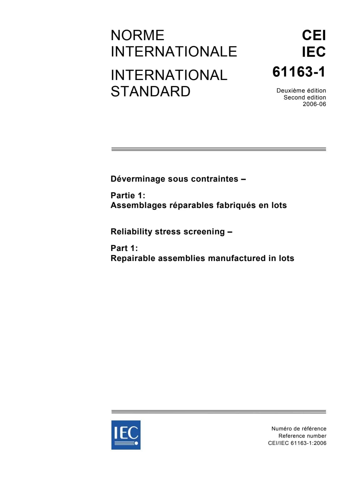 Первая страница стандарта IEC 61163-1:2006