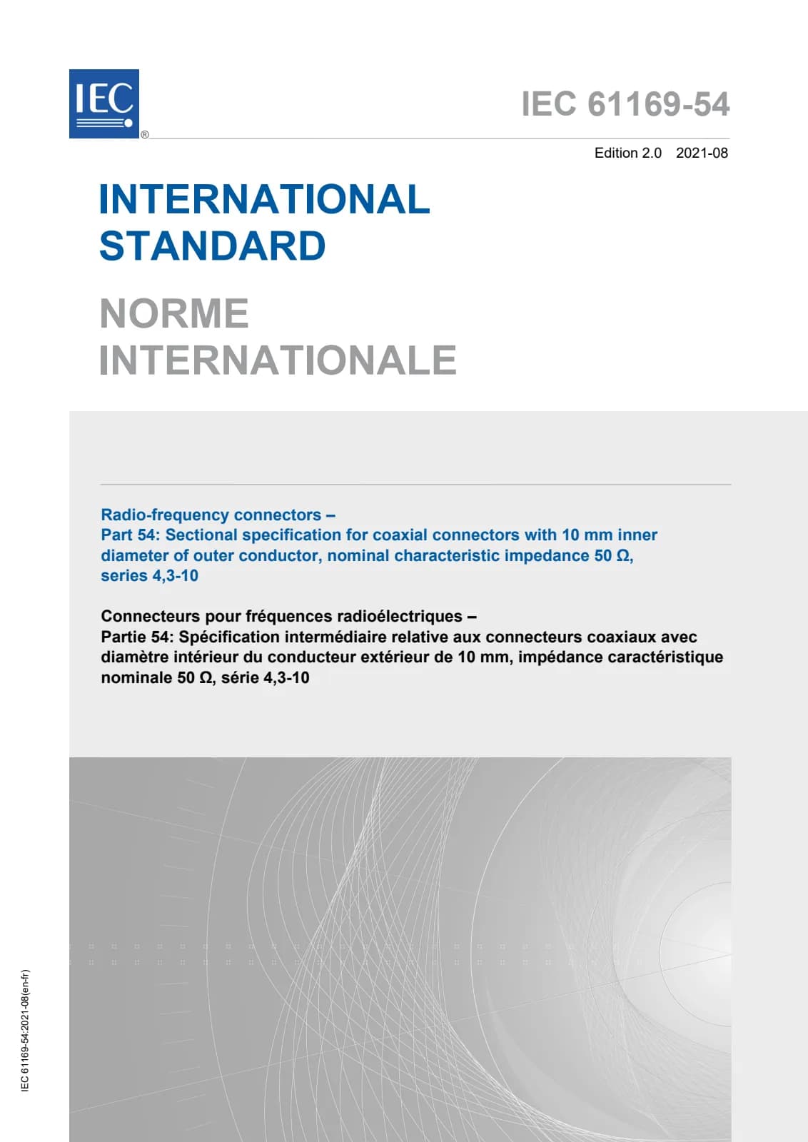 Первая страница стандарта IEC 61169-54:2021