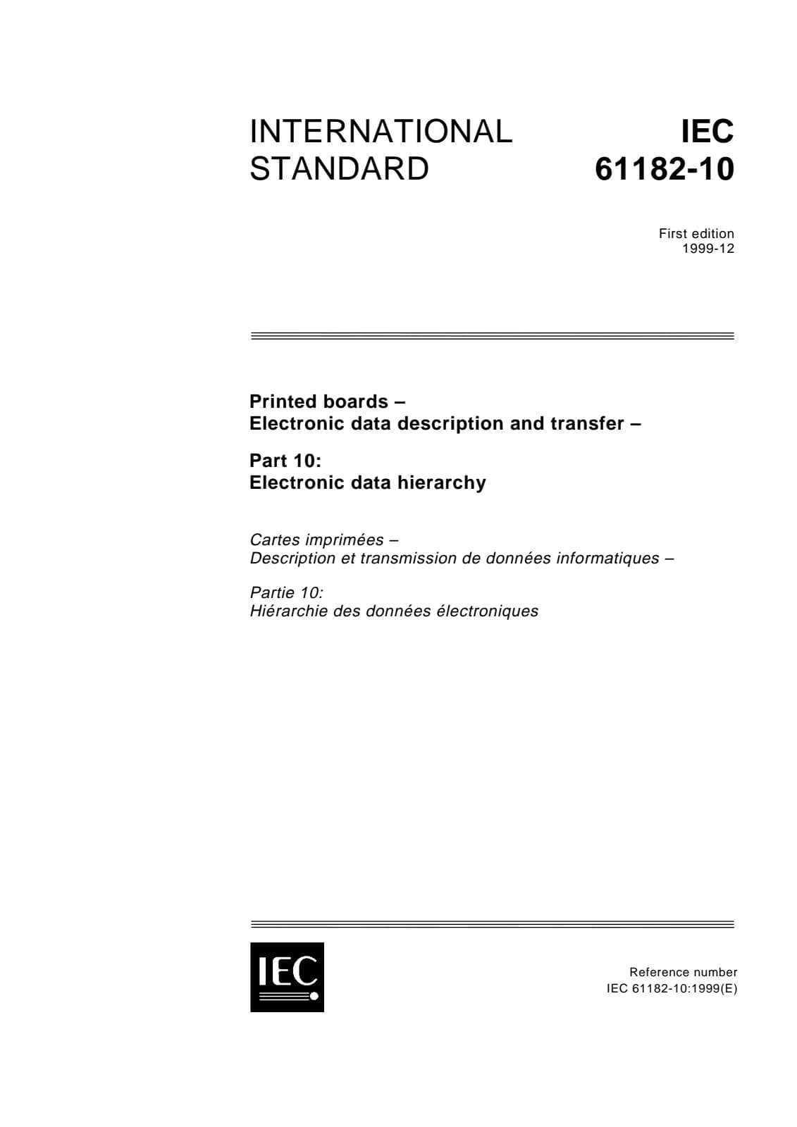 Первая страница стандарта IEC 61182-10:1999