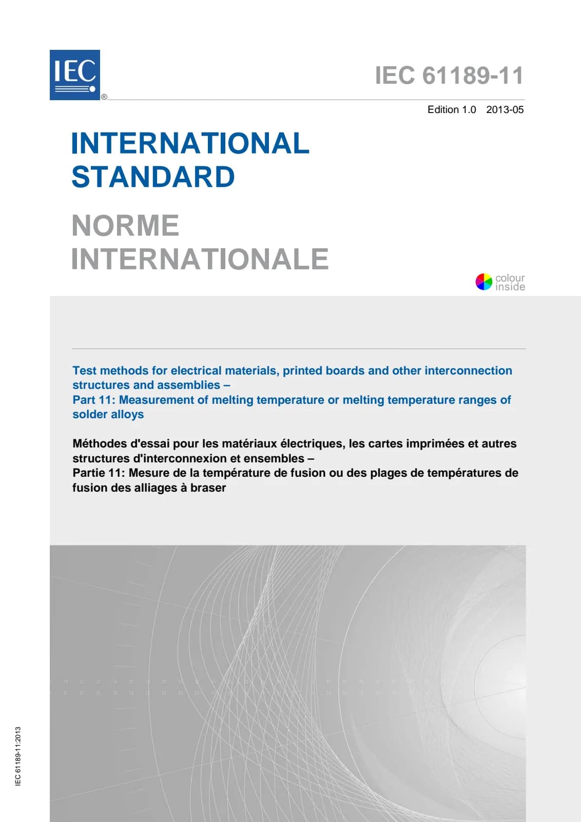 Первая страница стандарта IEC 61189-11:2013