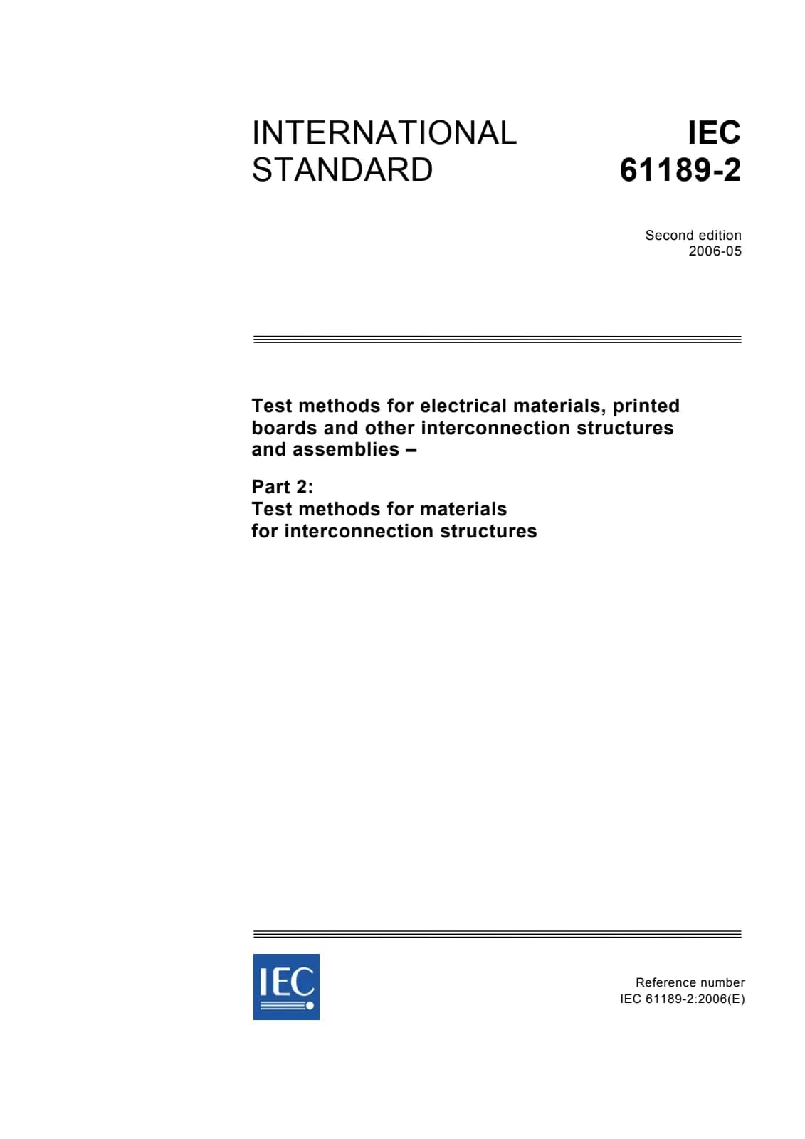 Первая страница стандарта IEC 61189-2:2006