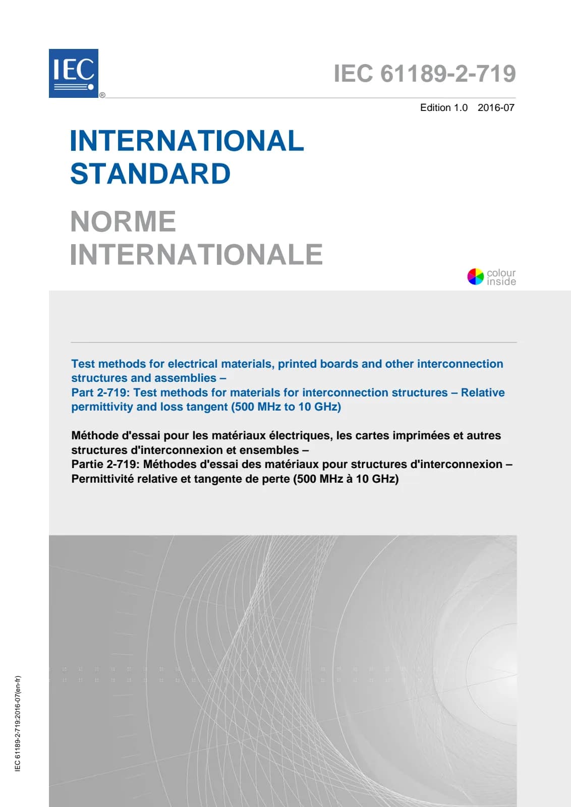 Первая страница стандарта IEC 61189-2-719:2016