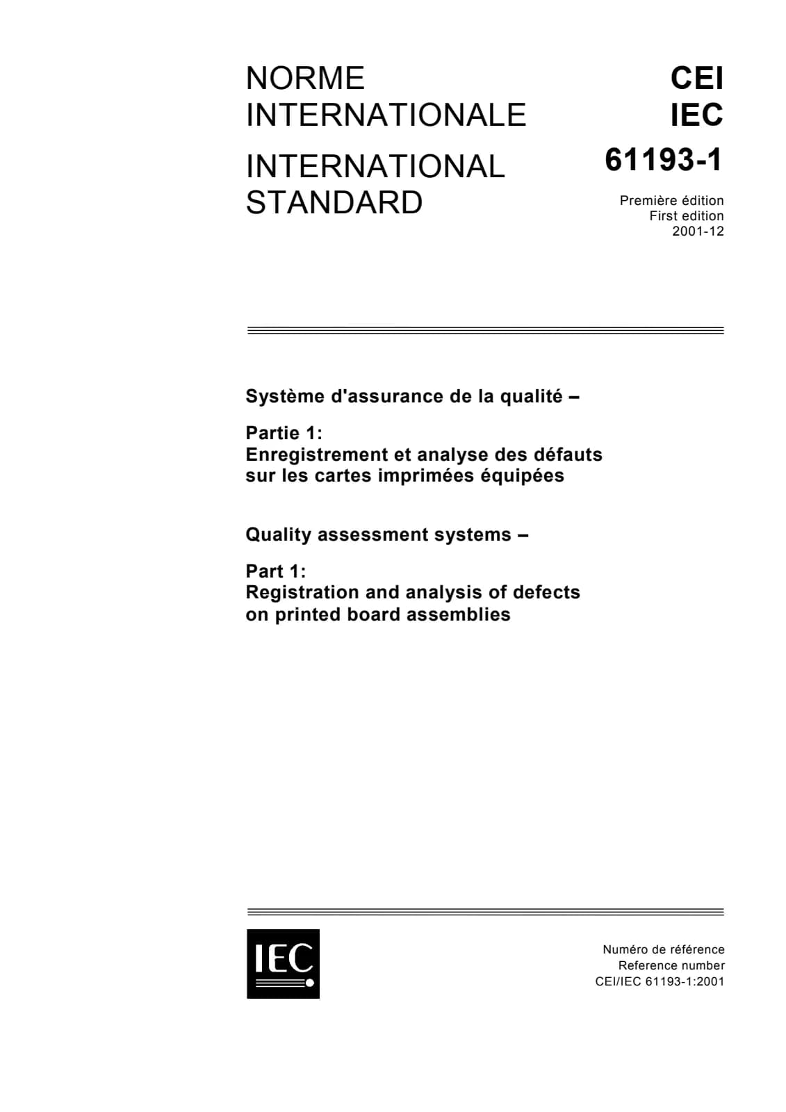 Первая страница стандарта IEC 61193-1:2001