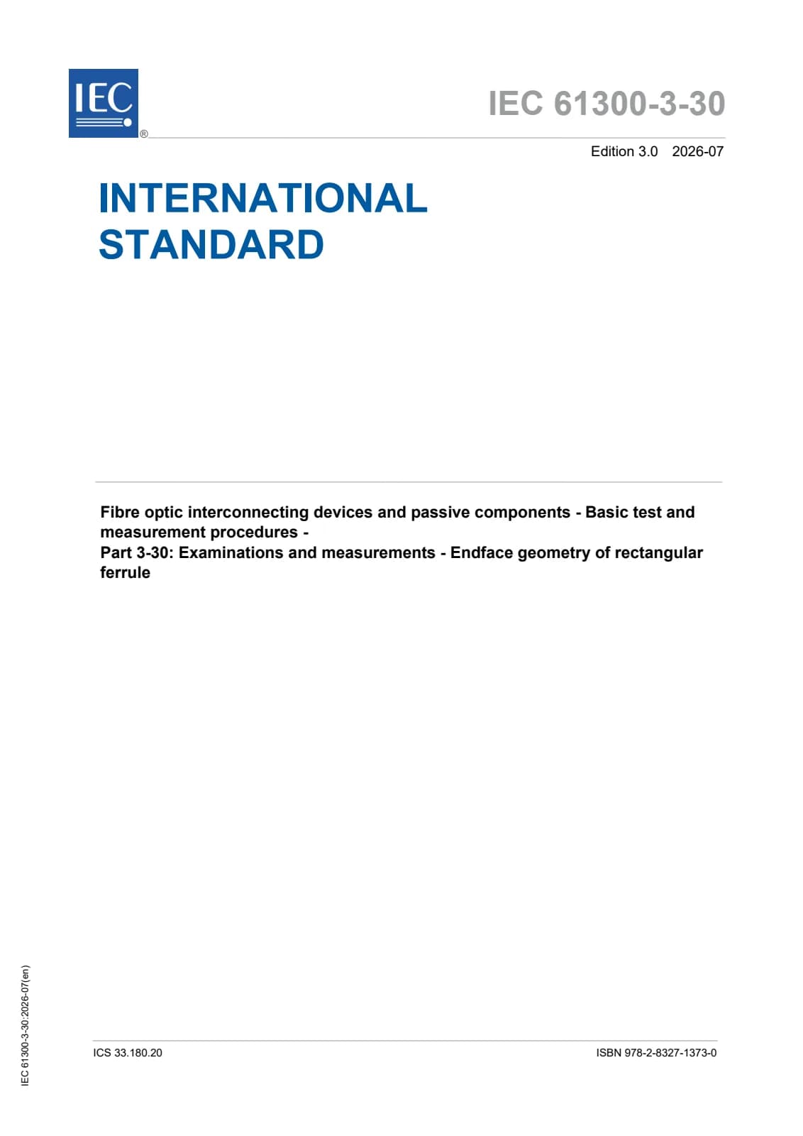 Первая страница стандарта IEC 61300-3-30:2026