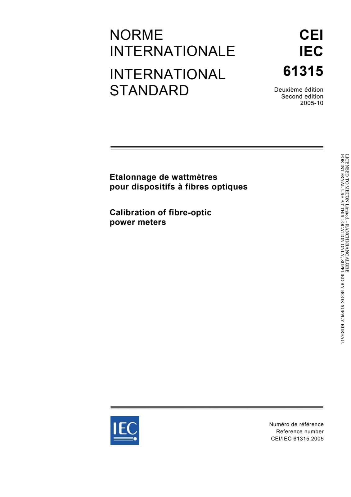 Первая страница стандарта IEC 61315:2005
