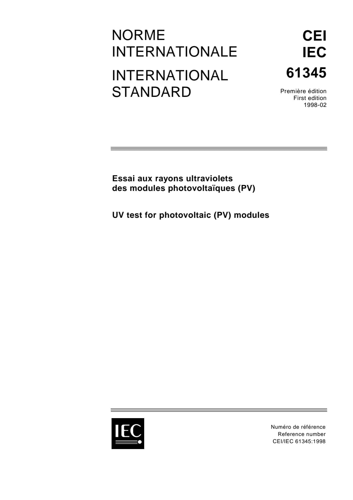 Первая страница стандарта IEC 61345:1998