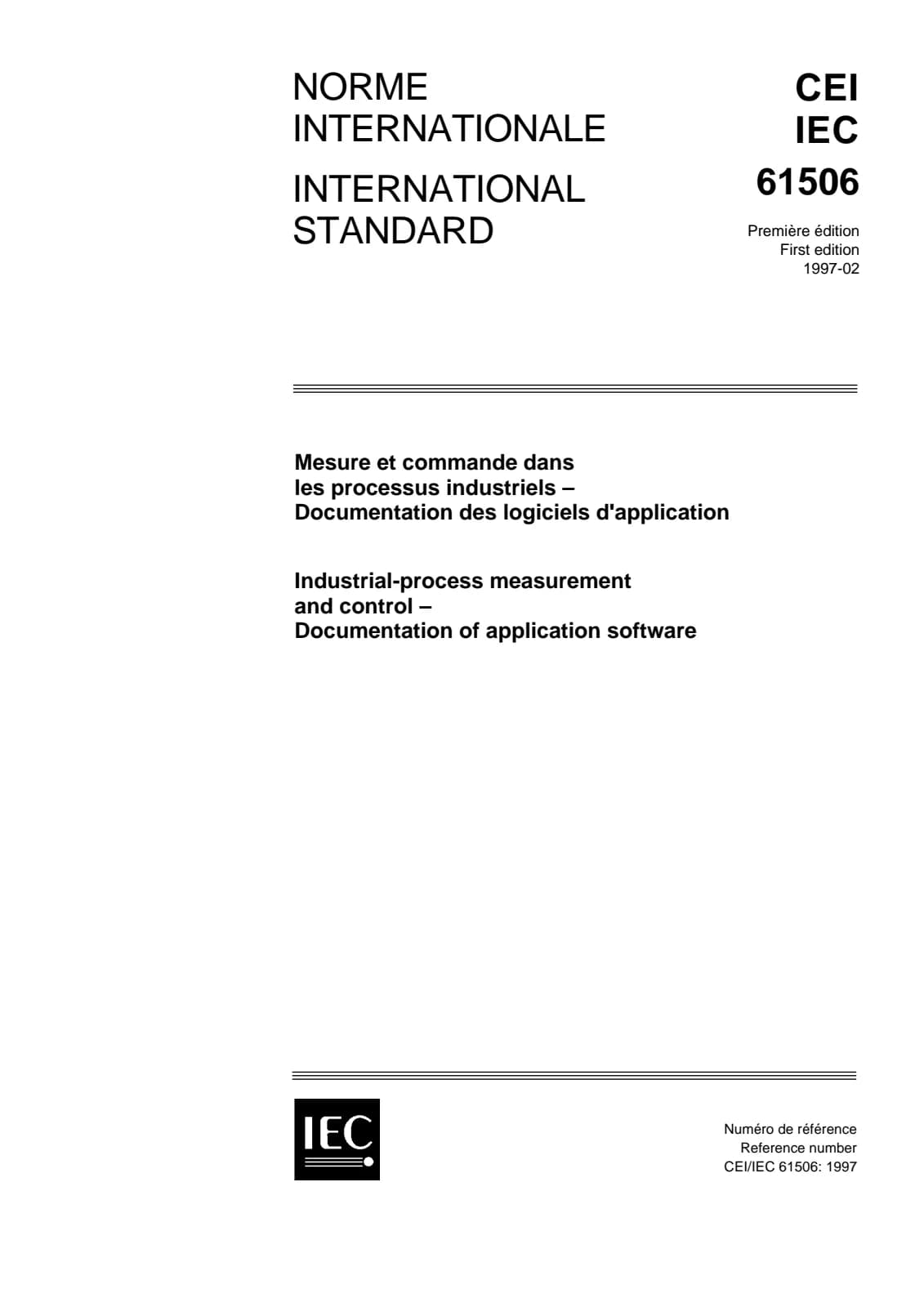 Первая страница стандарта IEC 61506:1997