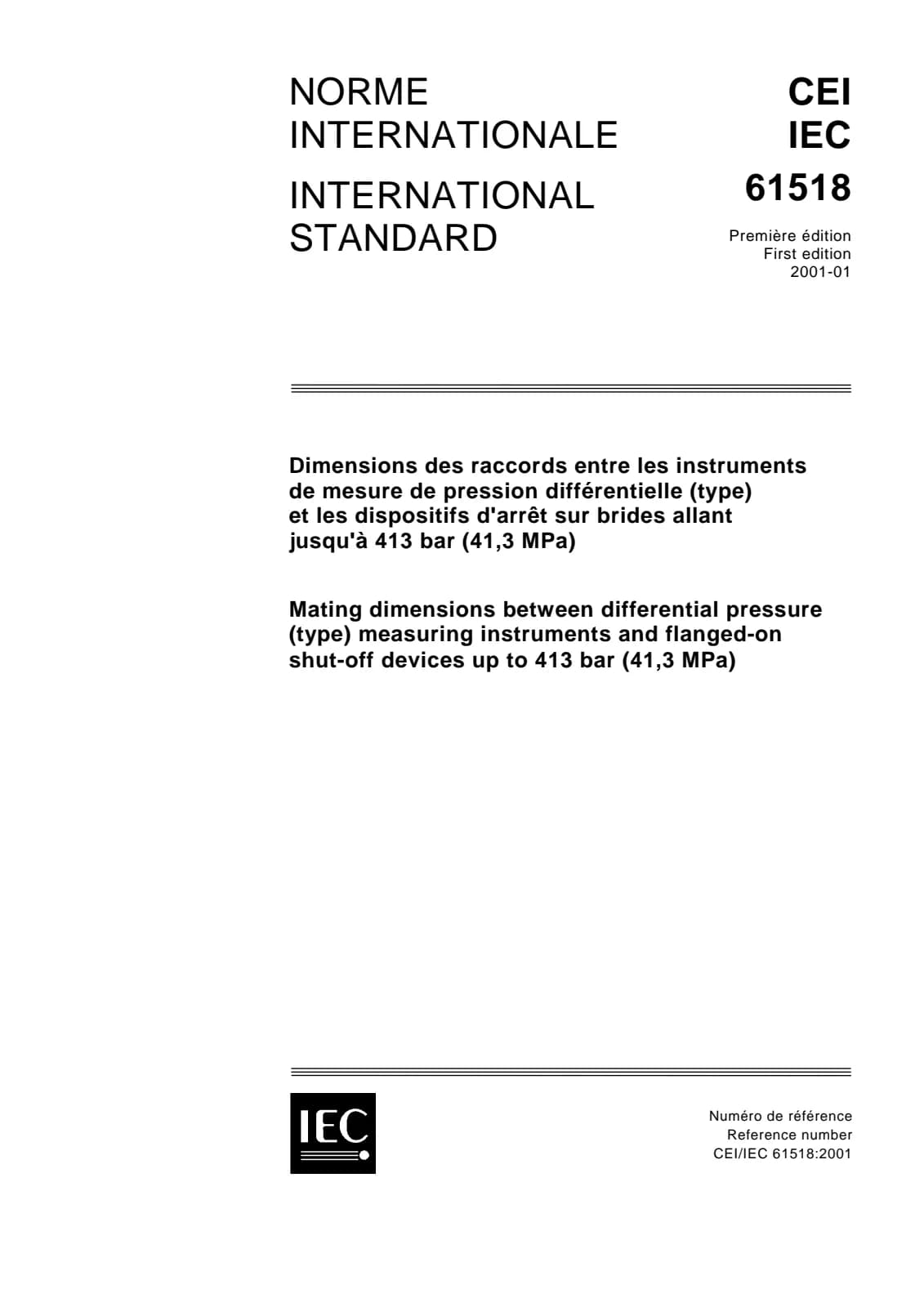 Первая страница стандарта IEC 61518:2001