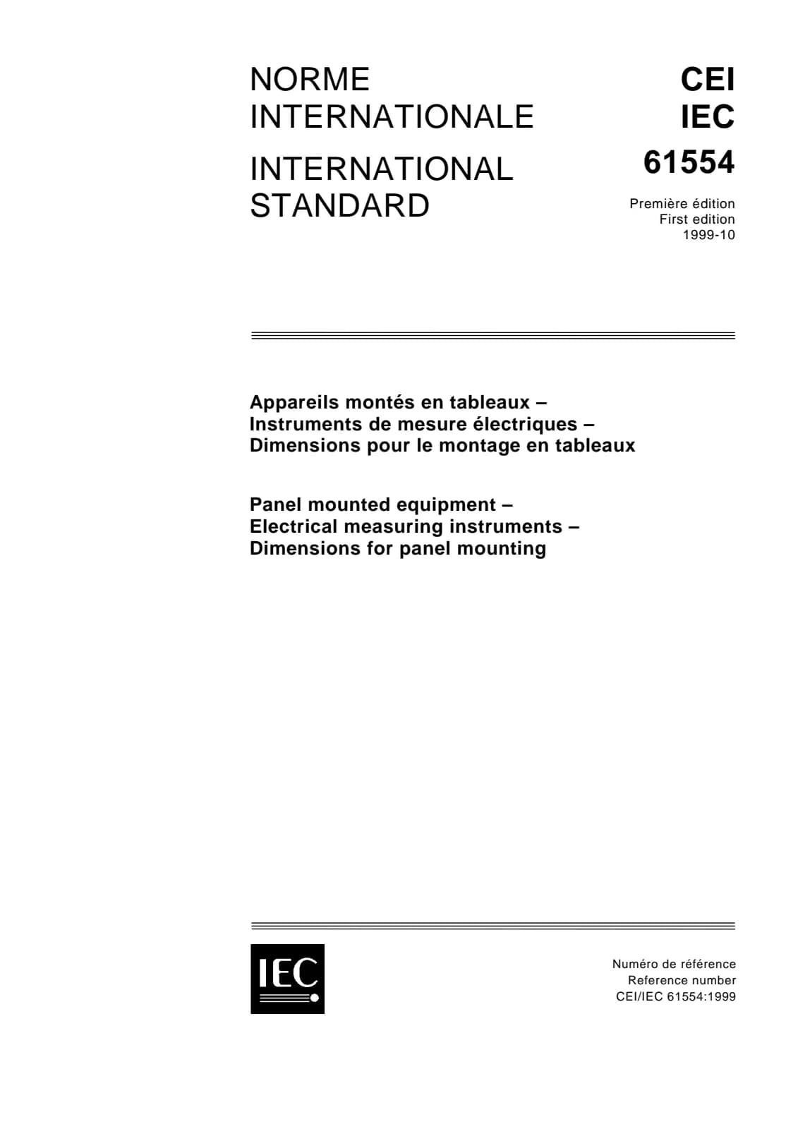 Первая страница стандарта IEC 61554:1999