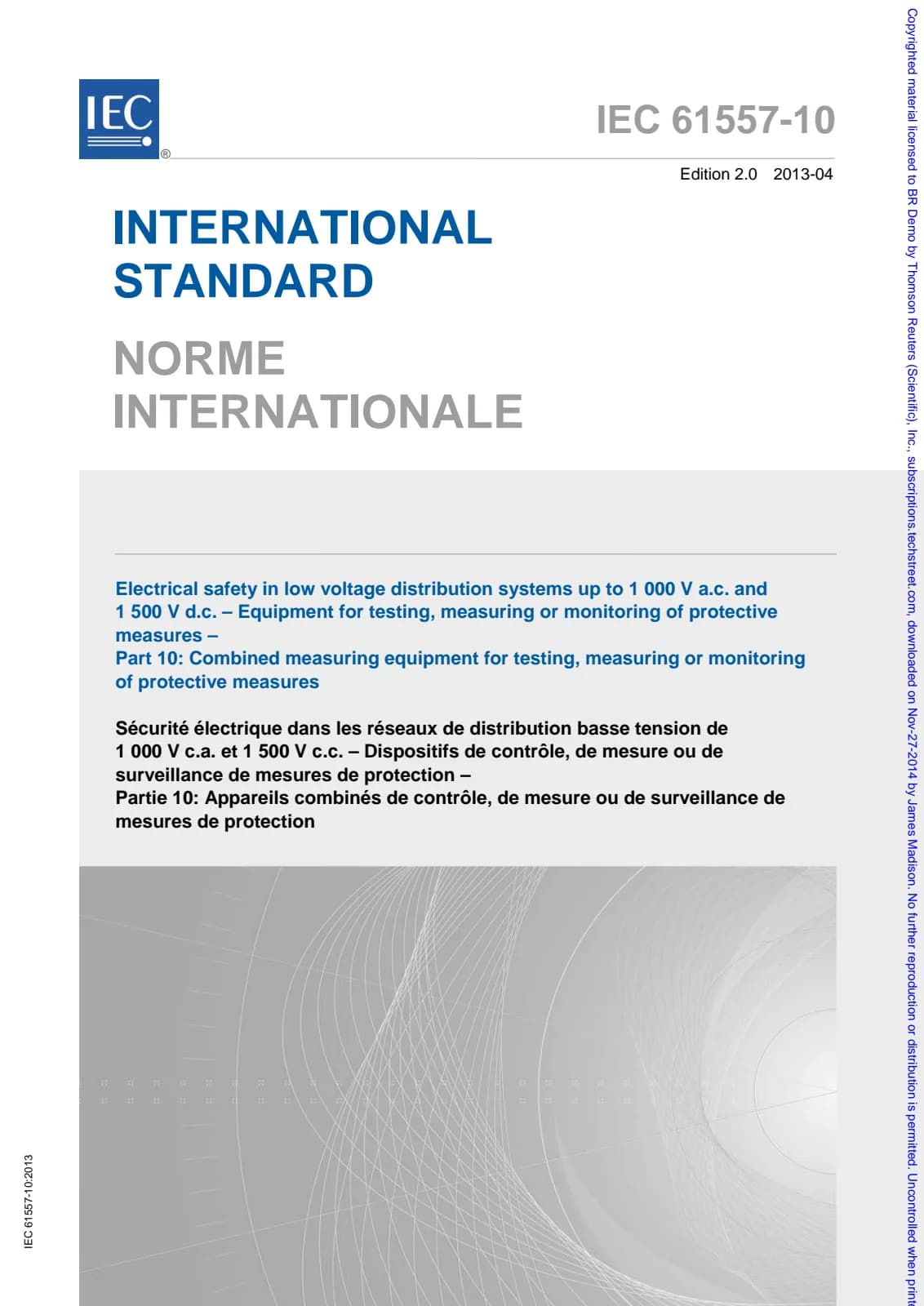 Первая страница стандарта IEC 61557-10:2013