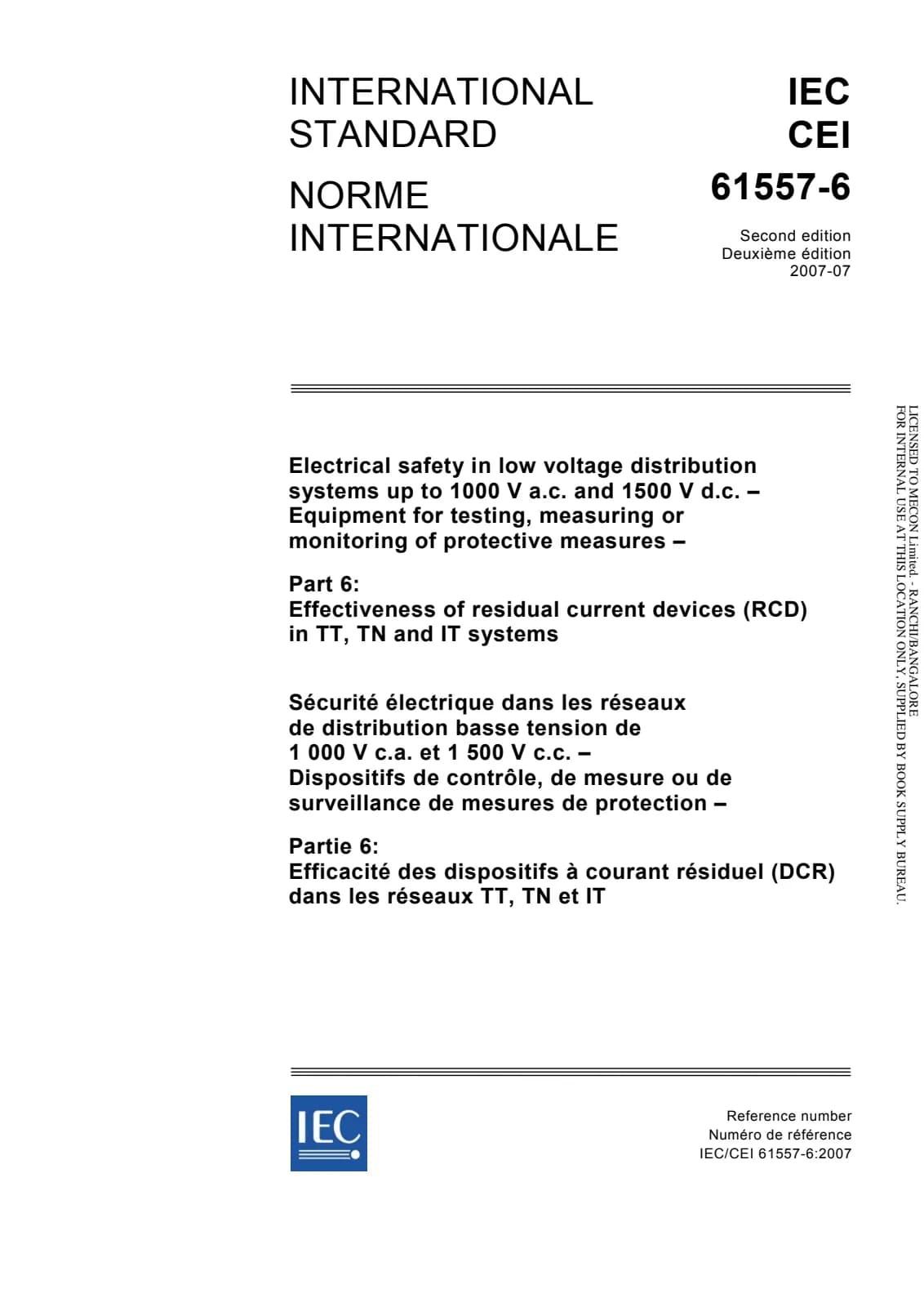 Первая страница стандарта IEC 61557-6:2007