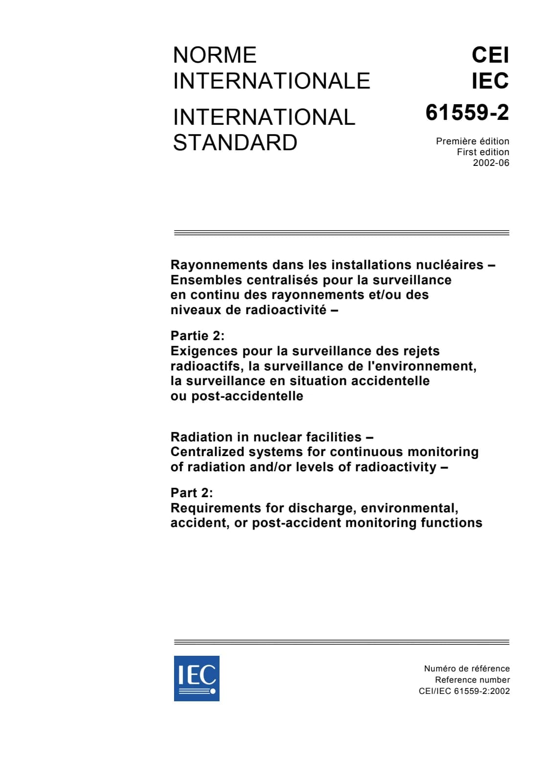 Первая страница стандарта IEC 61559-2:2002