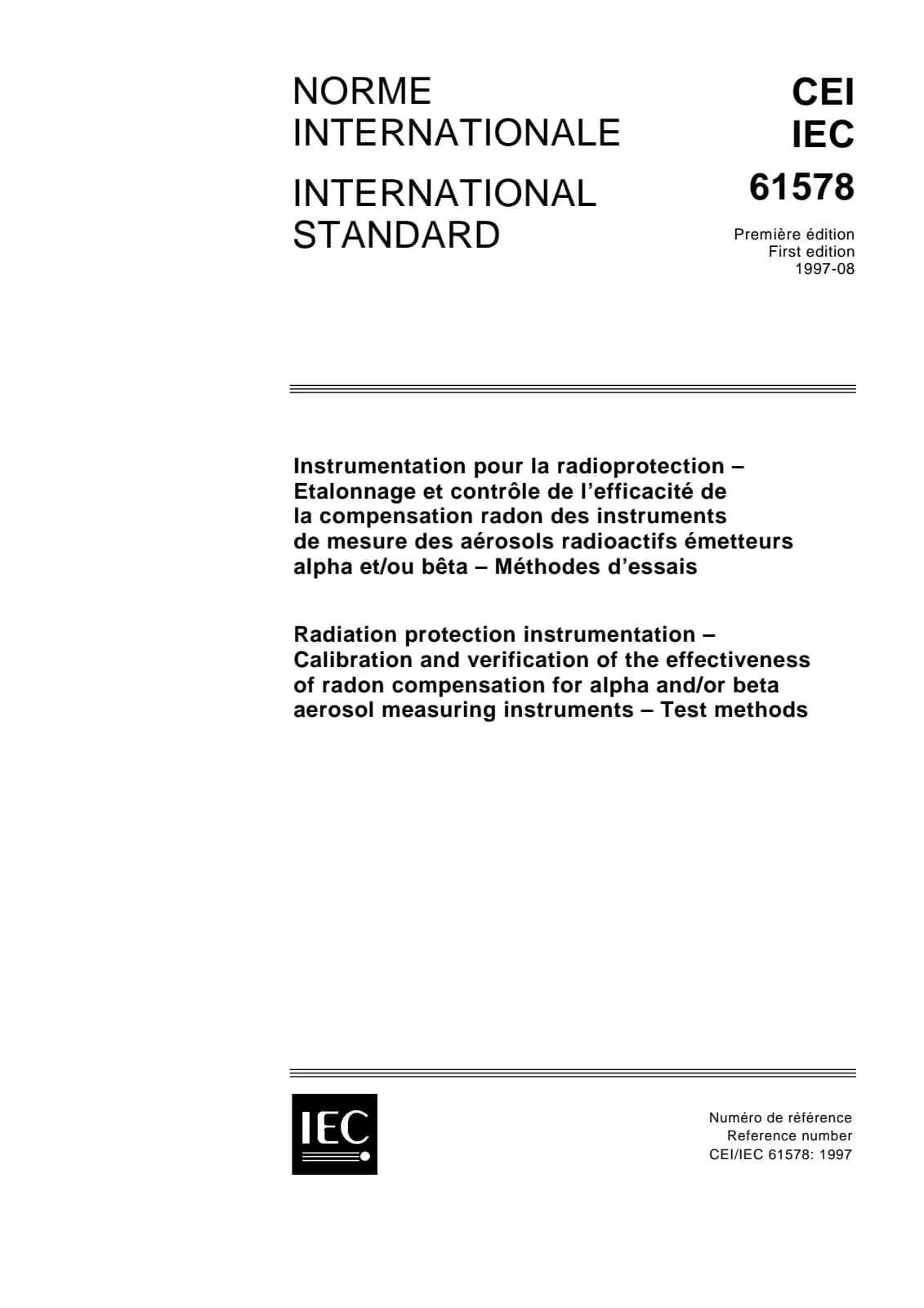 Первая страница стандарта IEC 61578:1997