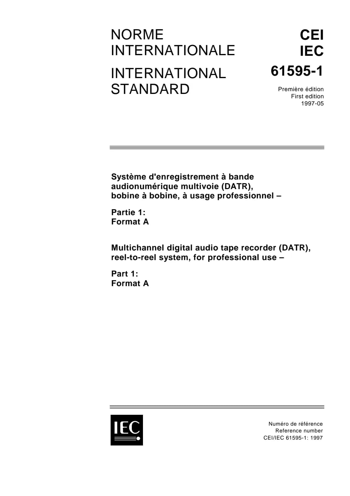 Первая страница стандарта IEC 61595-1:1997