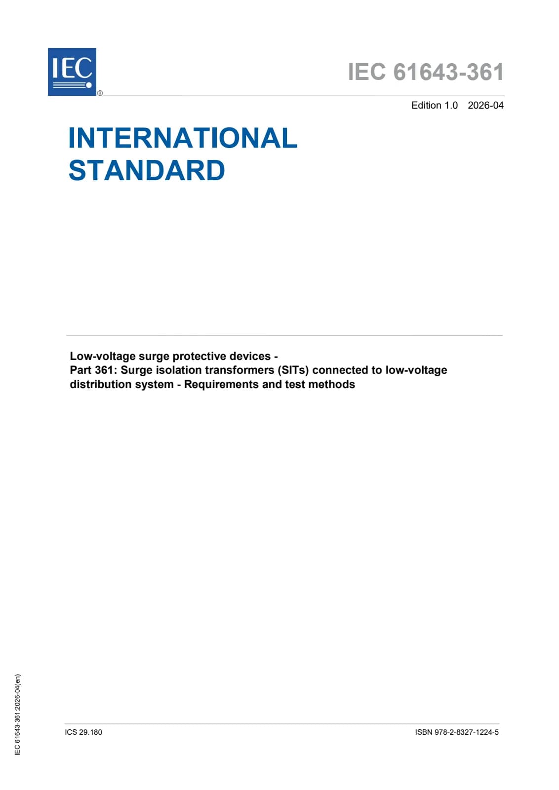 Первая страница стандарта IEC 61643-361:2026