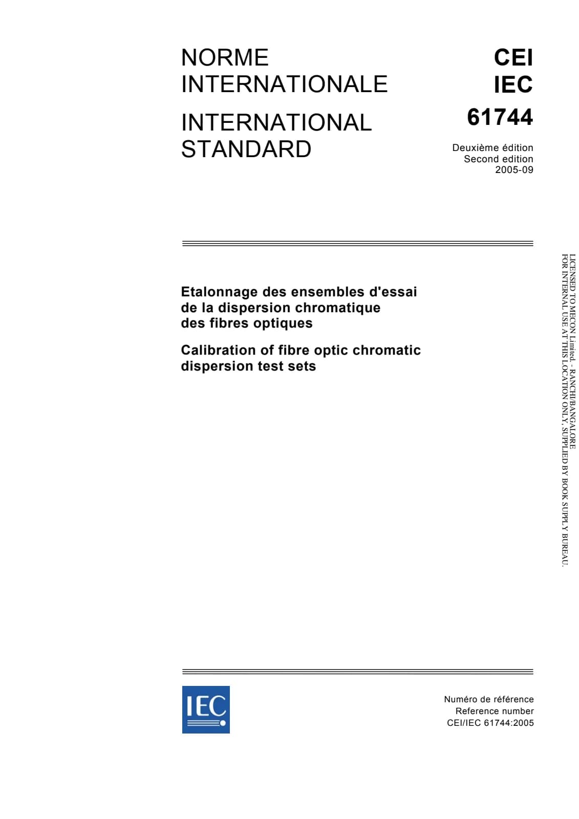Первая страница стандарта IEC 61744:2005