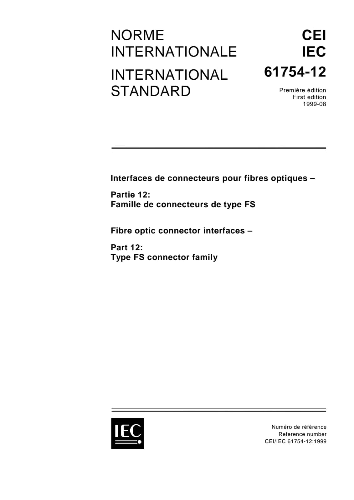 Первая страница стандарта IEC 61754-12:1999