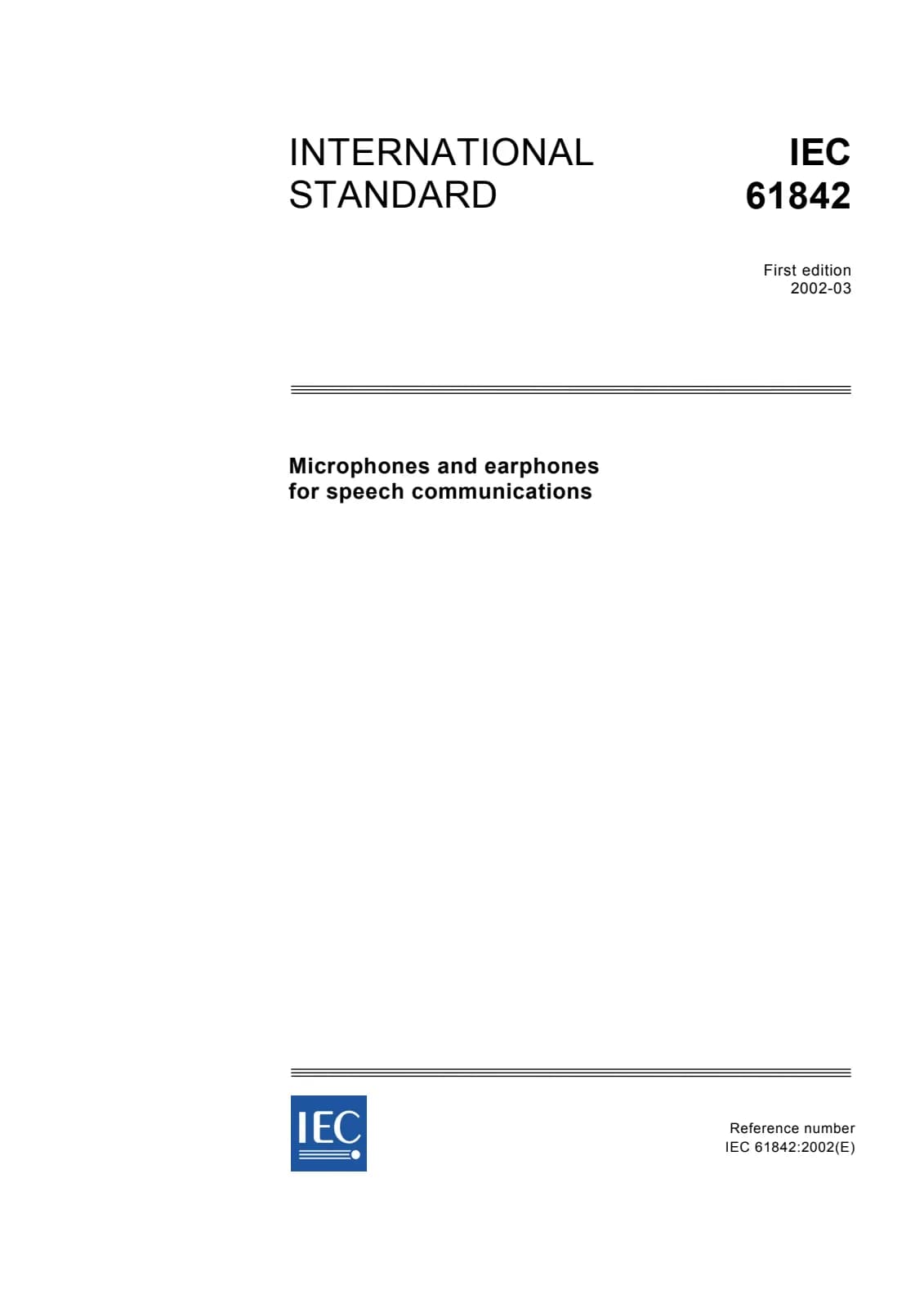 Первая страница стандарта IEC 61842:2002