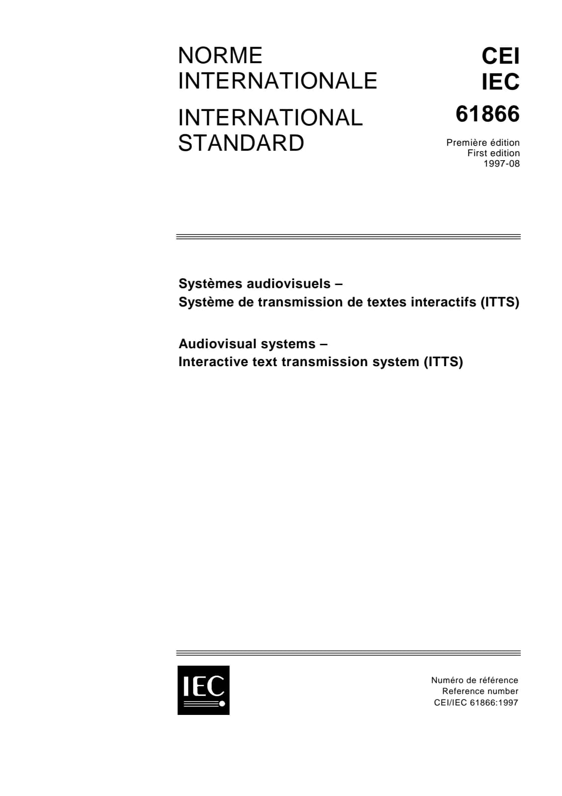 Первая страница стандарта IEC 61866:1997