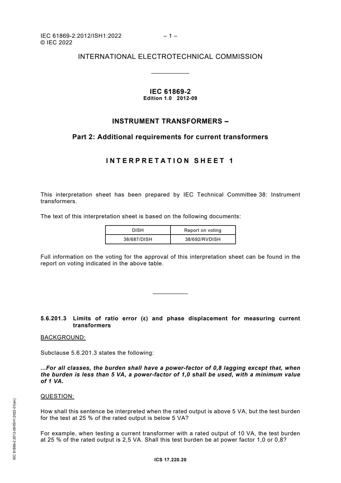 Первая страница стандарта IEC 61869-2:2012