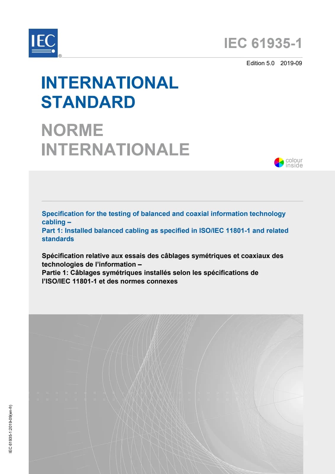 Первая страница стандарта IEC 61935-1:2019